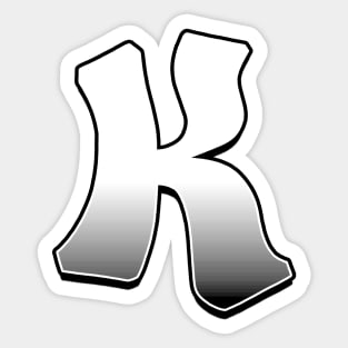 Letter K - White / Grey fade Sticker